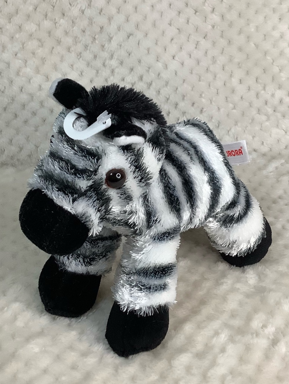 Aurora World Plush Black and White Zebra Mini Flopsie Stuffed Animal Toy